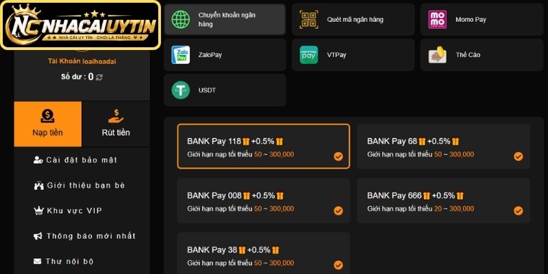 Tổng quát hệ thống nạp tiền 23WIN