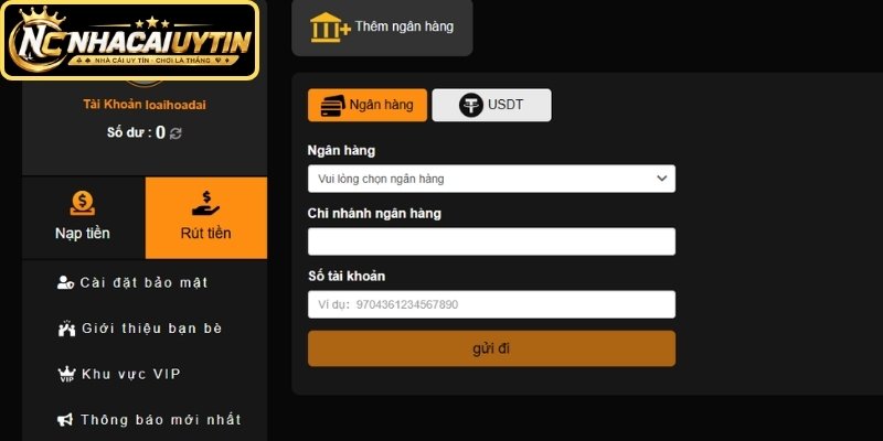 Cách thức rút tiền 23WIN qua ngân hàng